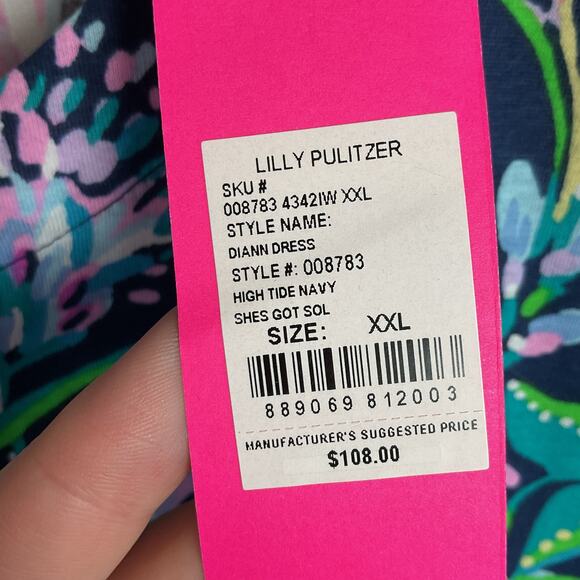 Lilly Pulitzer Diann Long Sleeve Dress High Tide Navy Shes Got Sol XXL NWT - Picture 6 of 11